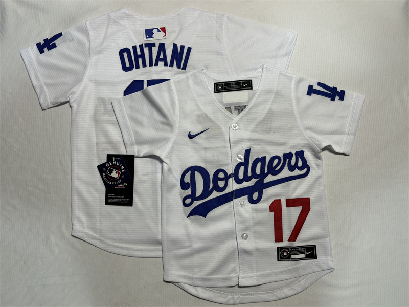 Toddler Los Angeles Dodgers #17 Shohei Ohtani White Stitched Baseball Jersey